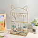 1Pc Cat Ear Iron Jewelry Organizer Display Stands with Wooden Base(ODIS-SC0001-02)-4