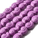 Glazed Porcelain Beads Strands, Glossy Ceramic Beads, Spiral Shell, Purple, 14.5~15x12.5x9mm, Hole: 2mm, about 25pcs/strand, 35.9~36cm(X-PORC-I028-02F)