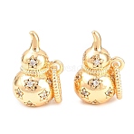 Brass Pave Clear Cubic Zirconia Pendants, Gourd Charms, Real 18K Gold Plated, 9.5x16.5x9.5mm, Hole: 6x4mm(KK-L274-12G)