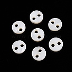 Natural Freshwater Shell Buttons, 2-Hole, Flat Round, Seashell Color, 7~8x1~2mm, Hole: 1.5~1.6mm(SHEL-N036-04)