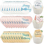 30Pcs 3 Styles Mirror Effect Acrylic Birthday Cupcake Insert Card Decoration, Cake Toppers, Mixed Color, 43.5~50x48.5~50x1.5mm, 10pcs/style(AJEW-SP0001-64)