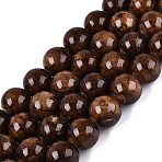 Natural Persian Jade Beads Strands, Round, Dyed, Saddle Brown, 12~12.5mm, Hole: 0.9~1mm, about 32~33pcs/strand, 15.35~15.75''(39~40cm)(G-A255-A02-06A)