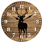 MDF Printed Wall Clock, for Home Living Room Bedroom Decoration, Flat Round, Deer, 300mm(HJEW-WH0058-020)