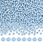 2000Pcs Wood Beads, Round, Light Sky Blue, 5x6mm, Hole: 2.5mm(WOOD-OC0004-19)