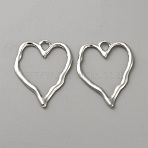Zinc Alloy Pendants, Heart, Platinum, 36x28x1.8mm, Hole: 4.3x4mm(FIND-WH0139-343P)