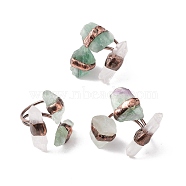Natural Fluorite & Quartz Crystal Irregular Nugget Open Cuff Ring, Red Copper Brass Chunky Ring for Women, Cadmium Free & Lead Free, US Size 9 3/4(19.5mm)(RJEW-I082-07R-03)
