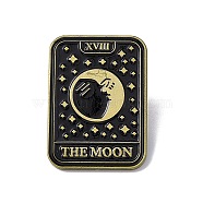 The Moon Tarot Card Enamel Pin, Red Copper Brass Brooch for Backpack Clothes, Black, 30x22x2mm, Pin: 1.3mm.(JEWB-D012-11)