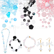 PandaHall Elite 3 Bags 3 Colors Transparent & Opaque Resin Beads, Flower & Faceted Round & Heart & Butterfly, Mixed Shapes, Mixed Color, 8~30x7.5~34x5.5~10mm, Hole: 1~4mm, 48~78pcs/bag, 1 bag/color(RESI-PH0001-71)