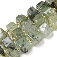 Natural Prehnite Beads Strands, Cube, with Seed Beads, 8~9x8~9x8~9mm, Hole: 1mm, about 38pcs/strand, 15.12''(38.4cm)(G-G053-B12-01C)