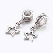 Alloy European Dangle Charms, Star, Antique Silver, 23mm, Hole: 5mm(PALLOY-JF00001-22)