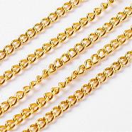 Unwelded Iron Twisted Chains, Curb Chains, with Spool, Golden, 3.3x2.1x0.6mm, about 328.08 Feet(100m)/roll(CH-R078-09G)