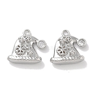 Micro Pave Cubic Zirconia Pendants, Hat Charms, Platinum, 13x13.5x4.5mm, Hole: 1.5mm(KK-M102-12P)