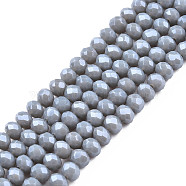 Electroplate Glass Beads Strands, Pearl Luster Plated, Faceted, Rondelle, Light Steel Blue, 8x6mm, Hole: 1~1.4mm, about 67~72pcs/strand, 16.14~16.53 inch(41~42cm)(X1-EGLA-A034-P8mm-A16)