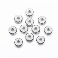 201 Stainless Steel Spacer Beads, Flat Round, Stainless Steel Color, 8x3.5mm, Hole: 2.5mm(STAS-H376-43)