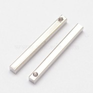 Rack Plating Brass Pendants, Bar, Silver Color Plated, 20x2x2mm, Hole: 1mm(X-KK-K125-01-S)