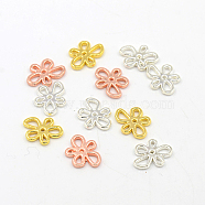 Alloy Charms, Cadmium Free & Lead Free, Flower, Mixed Color, 12x11x1.5mm, Hole: 2x3mm(X-PALLOY-I044-M)