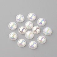 Acrylic Cabochons, AB Color Plated, Half Round, White, 8x4mm(MACR-Q171-8mm-06)