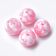 Resin Beads, Imitation Gemstone Chips Style, Round, Pink, 12x11.5mm, Hole: 1.5mm(X-RESI-S370-05C)