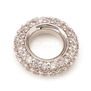 Brass Micro Pave Cubic Zirconia European Beads, Large Hole Beads, Ring, Clear, Platinum, 12x3mm, Hole: 6mm(KK-D160-59P)