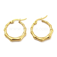 Vacuum Plating 304 Stainless Steel Hoop Earrings with for Women, Bamboo, Golden, 24x22.5x3.5mm(EJEW-Q772-15G)