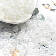 Imitation Jade & Luster Glass Seed Beads, Column, WhiteSmoke, 6x3mm, Hole: 1.4mm, about 2027pcs/pound(SEED-E001-J3x6mm-A04)