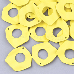 Spray Painted Iron Pendants, Nuggets, Yellow, 27x28x3mm, Hole: 1mm(IFIN-S704-08A)