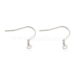 Tarnish Resistant 316 Surgical Stainless Steel Earring Hooks, Ear Wire, with Horizontal Loop, Stainless Steel Color, 19mm, Hole: 2mm, 22 Gauge, Pin: 0.6mm(STAS-M288-05P)