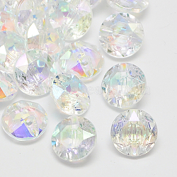Taiwan Acrylic Rhinestone Buttons, Faceted, 1-Hole, Flat Round, Clear, 15x7mm, Hole: 1mm(BUTT-F020-15mm-15)
