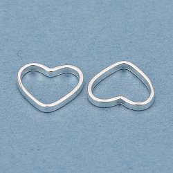 Brass Linking Rings, Long-Lasting Plated, Heart, 925 Sterling Silver Plated, 8x8x1mm, Inner Diameter: 7x6mm(KK-Y003-02B-S)