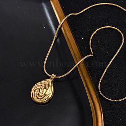 304 Stainless Steel Teardrop Pendant Snake Chain Necklaces, Ion Plating(IP), Real 14K Gold Plated, 18.78 inch(47.7cm)(NJEW-U026-09G)