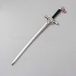 Zinc Alloy Hair Sticks, Sword Shape with Lampwork, Platinum, 204x41.5x6.5mm(OHAR-WH20816-005P)