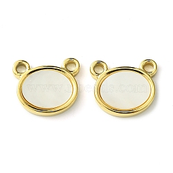 Ion Plating(IP) 304 Stainless Steel Pave Shell Bear Charms, Real 14K Gold Plated, 11x12.5x2mm, Hole: 1.6mm(FIND-Z028-14G)