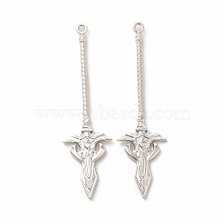 Rack Plating Alloy Big Pendants, Cadmium Free & Nickel Free & Lead Free, Weaponry, Platinum, 70x19x3mm, Hole: 2mm(PALLOY-E025-16P)