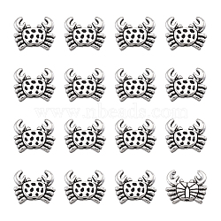 Tibetan Style Alloy Beads, Crab, Antique Silver, 12.5x15.5x3.5mm, Hole: 1.4mm(PALLOY-TAC0009-17AS)