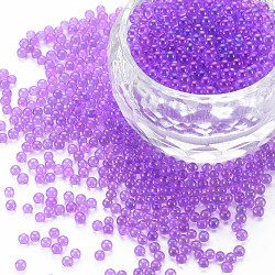 DIY 3D Nail Art Decoration Mini Glass Beads, Tiny Caviar Nail Beads, AB Color Plated, Round, Medium Orchid, 2mm, about 450g/bag(MRMJ-N028-001A-B02)