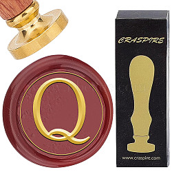 Brass Wax Seal Stamp with Rosewood Handle, for DIY Scrapbooking, Letter Q, 25mm(AJEW-WH0412-0312)