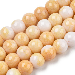 Opaque Crackle Glass Round Beads Strands, Imitation Stones, Round, Orange, 8~9mm, Hole: 1.5mm, about 104~106pcs/strand, 30.31~31.10 inch(77~79cm)(GLAA-T031-01E)
