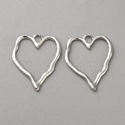Zinc Alloy Pendants, Heart, Platinum, 36x28x1.8mm, Hole: 4.3x4mm(FIND-WH0139-343P)