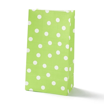 Rectangle Kraft Paper Bags, None Handles, Gift Bags, Polka Dot Pattern, Green Yellow, 13x8x24cm
