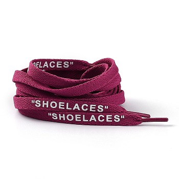 Polyester Flat Custom Shoelace, Flat Sneaker Shoe String with Word, for Kids and Adults, Medium Violet Red, 1200x9x1.5mm, 2pcs/Pair
