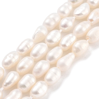 Natural Cultured Freshwater Pearl Beads Strands, Rice, Grade 3A, Snow, 3~4mm, Hole: 0.5mm, about 26~39pcs/strand, 7.09''~7.28''(18~18.5cm)