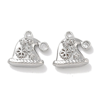 Micro Pave Cubic Zirconia Pendants, Hat Charms, Platinum, 13x13.5x4.5mm, Hole: 1.5mm