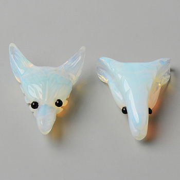 Opalite Pendants, Top Drilled Beads, with Black Onyx Eye, Wolf Head, 46~47x32.5~33.5x18mm, Hole: 2mm