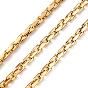 304 Stainless Steel Boston Link Chains, with Spool, Soldered, PVD Vacuum Plating, Real 18K Gold Plated, 7.5x5x2.3mm, about 32.81 Feet(10m)/Roll