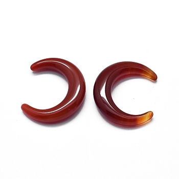 Natural Carnelian Beads, Dyed, Undrilled/No Hole Beads, Double Horn/Crescent Moon, 20x17.5x5mm