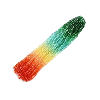 Gradient Color Baking Painted Glass Bead Strands, Faceted, Bicone, Colorful, 2.9~3.3x2.5mm, Hole: 0.8mm, about 146~150pcs/strand, 15.35~16.2''(39~40.5cm)