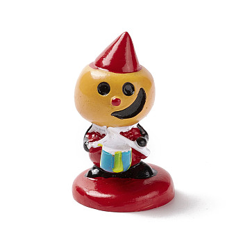 Halloween Theme Mini Resin Home Display Decorations, Clown Pumpkin Character with Drum, Colorful, 29x47mm