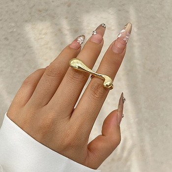 Alloy Open Cuff Rings for Women, Golden, 10x38mm