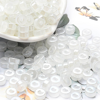 Imitation Jade & Luster Glass Seed Beads, Column, WhiteSmoke, 6x3mm, Hole: 1.4mm, about 2027pcs/pound