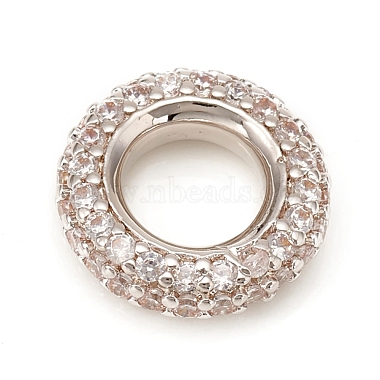 12mm Clear Ring Brass+Cubic Zirconia European Beads